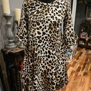Women's Chic Leopard Print Dress With Flare